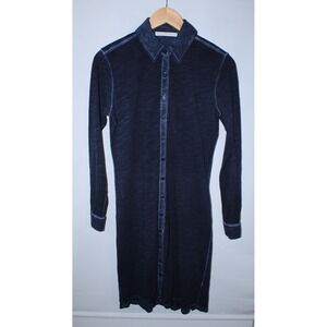 Peruvian Connection Women's Small Indigo Blue Long Sleeve Shirt Dress
